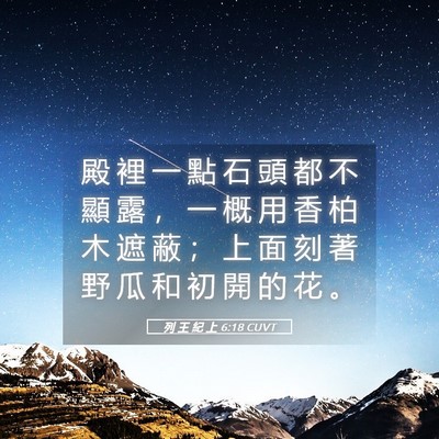 Picture 05 - 列 王 紀 上 6:18 CUVT - 殿 裡 一 點 石 頭 都 不 顯 露 ， 一 - Bible Verse Picture