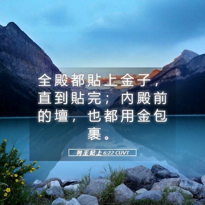 Picture 05 - 列 王 紀 上 6:22 CUVT - 全 殿 都 貼 上 金 子 ， 直 到 貼 完 - Bible Verse Picture