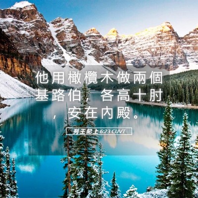 Picture 05 - 列 王 紀 上 6:23 CUVT - 他 用 橄 欖 木 做 兩 個 基 路 伯 ， - Bible Verse Picture