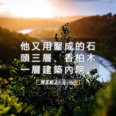 Picture 05 - 列 王 紀 上 6:36 CUVT - 他 又 用 鑿 成 的 石 頭 三 層 、 香 - Bible Verse Picture