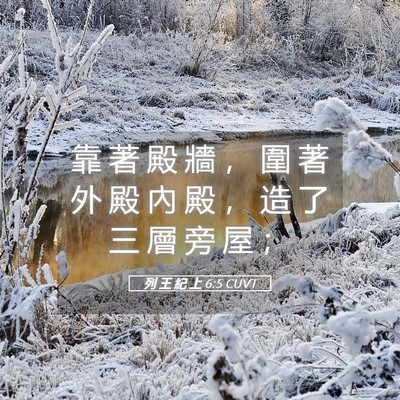 Picture 05 - 列 王 紀 上 6:5 CUVT - 靠 著 殿 牆 ， 圍 著 外 殿 內 殿 ， - Bible Verse Picture