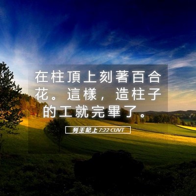 Picture 05 - 列 王 紀 上 7:22 CUVT - 在 柱 頂 上 刻 著 百 合 花 。 這 樣 - Bible Verse Picture