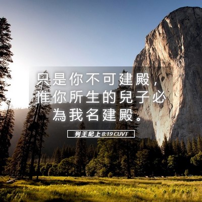 Picture 05 - 列 王 紀 上 8:19 CUVT - 只 是 你 不 可 建 殿 ， 惟 你 所 生 - Bible Verse Picture
