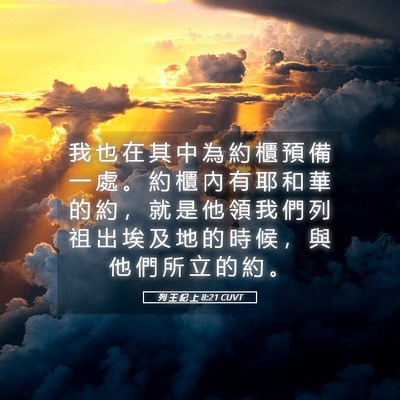 Picture 05 - 列 王 紀 上 8:21 CUVT - 我 也 在 其 中 為 約 櫃 預 備 一 處 - Bible Verse Picture