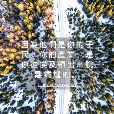 Picture 05 - 列 王 紀 上 8:51 CUVT - 因 為 他 們 是 你 的 子 民 ， 你 的 - Bible Verse Picture