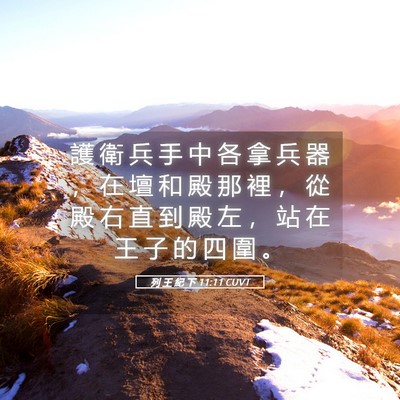 Picture 05 - 列 王 紀 下 11:11 CUVT - 護 衛 兵 手 中 各 拿 兵 器 ， 在 壇 - Bible Verse Picture
