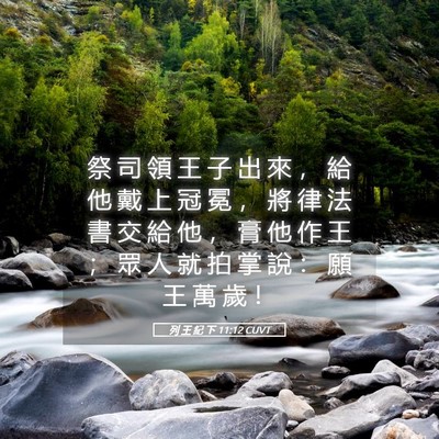 Picture 05 - 列 王 紀 下 11:12 CUVT - 祭 司 領 王 子 出 來 ， 給 他 戴 上 - Bible Verse Picture