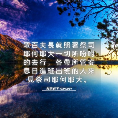 Picture 05 - 列 王 紀 下 11:9 CUVT - 眾 百 夫 長 就 照 著 祭 司 耶 何 耶 - Bible Verse Picture