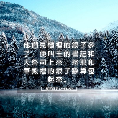 Picture 05 - 列 王 紀 下 12:10 CUVT - 他 們 見 櫃 裡 的 銀 子 多 了 ， 便 - Bible Verse Picture