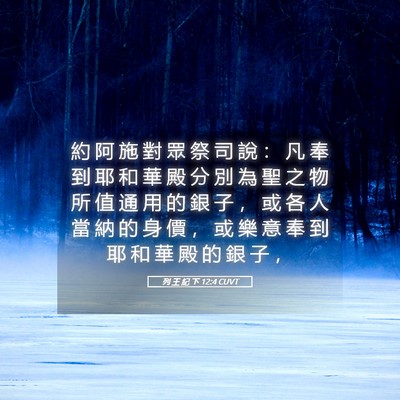 Picture 05 - 列 王 紀 下 12:4 CUVT - 約 阿 施 對 眾 祭 司 說 ： 凡 奉 到 - Bible Verse Picture