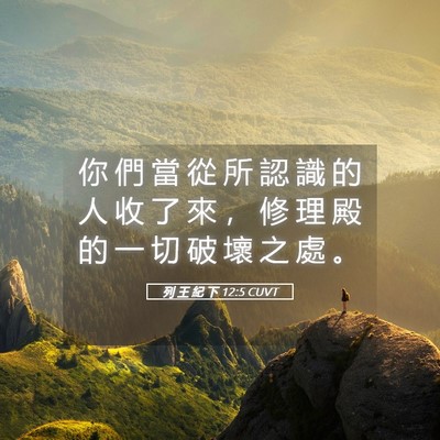 Picture 05 - 列 王 紀 下 12:5 CUVT - 你 們 當 從 所 認 識 的 人 收 了 來 - Bible Verse Picture