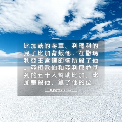 Picture 05 - 列 王 紀 下 15:25 CUVT - 比 加 轄 的 將 軍 、 利 瑪 利 的 兒 - Bible Verse Picture