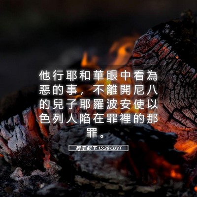 Picture 05 - 列 王 紀 下 15:28 CUVT - 他 行 耶 和 華 眼 中 看 為 惡 的 事 - Bible Verse Picture