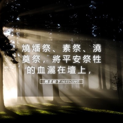 Picture 05 - 列 王 紀 下 16:13 CUVT - 燒 燔 祭 、 素 祭 、 澆 奠 祭 ， 將 - Bible Verse Picture