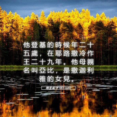 Picture 05 - 列 王 紀 下 18:2 CUVT - 他 登 基 的 時 候 年 二 十 五 歲 ， - Bible Verse Picture
