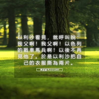 Picture 05 - 列 王 紀 下 2:12 CUVT - 以 利 沙 看 見 ， 就 呼 叫 說 ： 我 - Bible Verse Picture