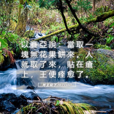 Picture 05 - 列 王 紀 下 20:7 CUVT - 以 賽 亞 說 ： 當 取 一 塊 無 花 果 - Bible Verse Picture
