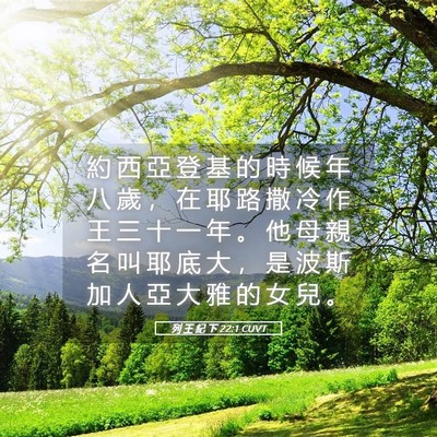 Picture 05 - 列 王 紀 下 22:1 CUVT - 約 西 亞 登 基 的 時 候 年 八 歲 ， - Bible Verse Picture