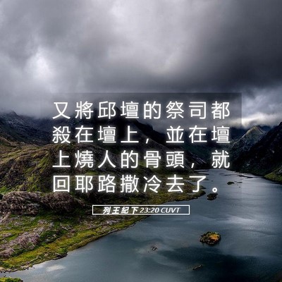 Picture 05 - 列 王 紀 下 23:20 CUVT - 又 將 邱 壇 的 祭 司 都 殺 在 壇 上 - Bible Verse Picture