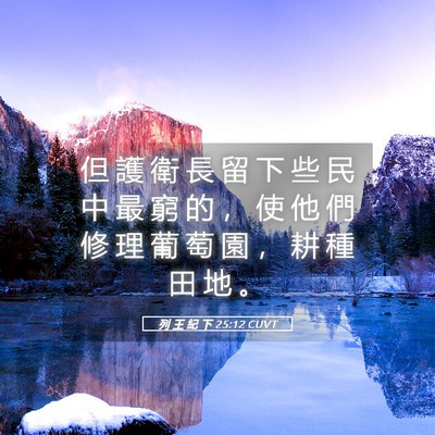 Picture 05 - 列 王 紀 下 25:12 CUVT - 但 護 衛 長 留 下 些 民 中 最 窮 的 - Bible Verse Picture