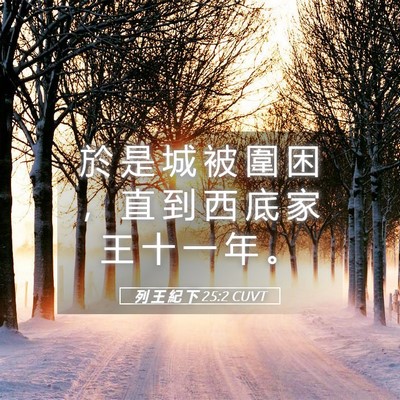 Picture 05 - 列 王 紀 下 25:2 CUVT - 於 是 城 被 圍 困 ， 直 到 西 底 家 - Bible Verse Picture