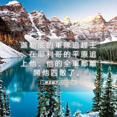 Picture 05 - 列 王 紀 下 25:5 CUVT - 迦 勒 底 的 軍 隊 追 趕 王 ， 在 耶 - Bible Verse Picture