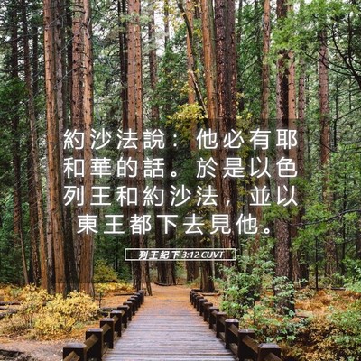 Picture 05 - 列 王 紀 下 3:12 CUVT - 約 沙 法 說 ： 他 必 有 耶 和 華 的 - Bible Verse Picture