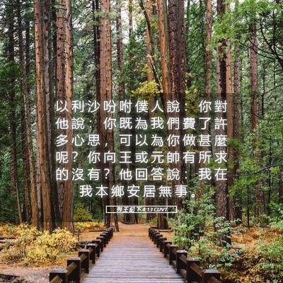 Picture 05 - 列 王 紀 下 4:13 CUVT - 以 利 沙 吩 咐 僕 人 說 ： 你 對 他 - Bible Verse Picture