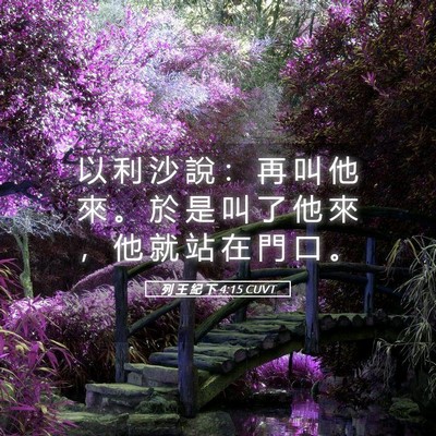 Picture 05 - 列 王 紀 下 4:15 CUVT - 以 利 沙 說 ： 再 叫 他 來 。 於 是 - Bible Verse Picture