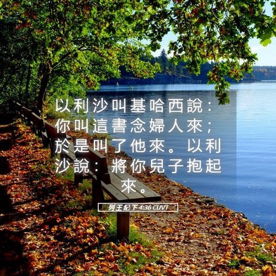 Picture 05 - 列 王 紀 下 4:36 CUVT - 以 利 沙 叫 基 哈 西 說 ： 你 叫 這 - Bible Verse Picture