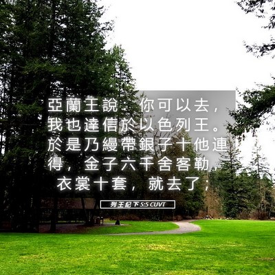 Picture 05 - 列 王 紀 下 5:5 CUVT - 亞 蘭 王 說 ： 你 可 以 去 ， 我 也 - Bible Verse Picture