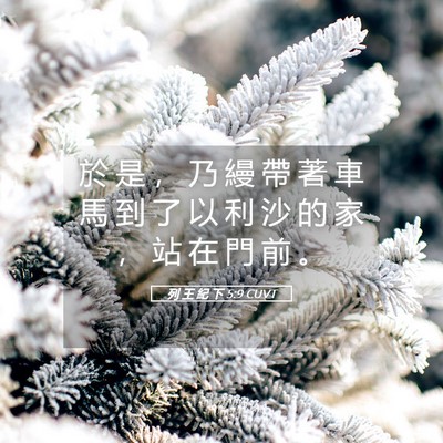 Picture 05 - 列 王 紀 下 5:9 CUVT - 於 是 ， 乃 縵 帶 著 車 馬 到 了 以 - Bible Verse Picture
