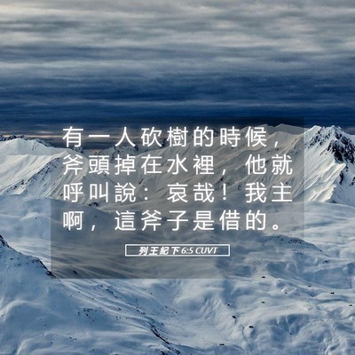 Picture 05 - 列 王 紀 下 6:5 CUVT - 有 一 人 砍 樹 的 時 候 ， 斧 頭 掉 - Bible Verse Picture