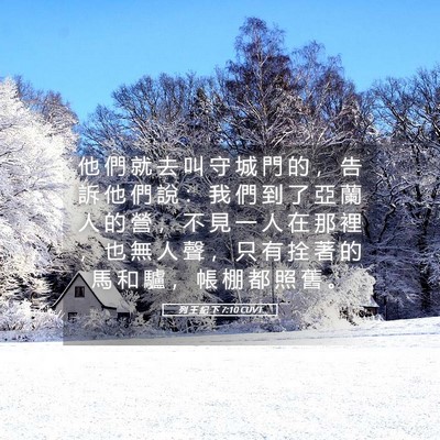 Picture 05 - 列 王 紀 下 7:10 CUVT - 他 們 就 去 叫 守 城 門 的 ， 告 訴 - Bible Verse Picture