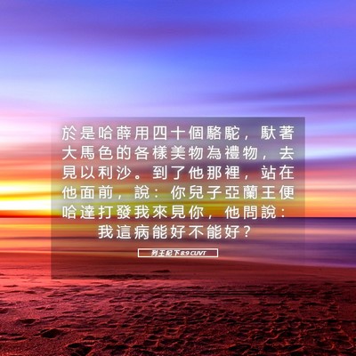 Picture 05 - 列 王 紀 下 8:9 CUVT - 於 是 哈 薛 用 四 十 個 駱 駝 ， 馱 - Bible Verse Picture