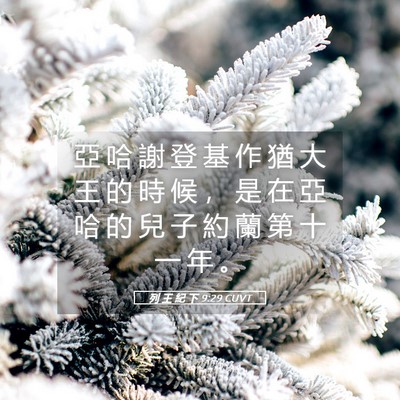 Picture 05 - 列 王 紀 下 9:29 CUVT - 亞 哈 謝 登 基 作 猶 大 王 的 時 候 - Bible Verse Picture