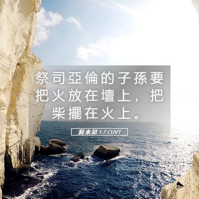 Picture 05 - 利 未 記 1:7 CUVT - 祭 司 亞 倫 的 子 孫 要 把 火 放 在 - Bible Verse Picture