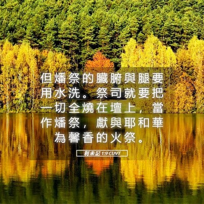 Picture 05 - 利 未 記 1:9 CUVT - 但 燔 祭 的 臟 腑 與 腿 要 用 水 洗 - Bible Verse Picture