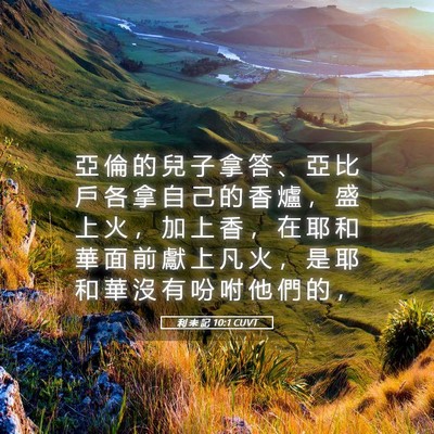 Picture 05 - 利 未 記 10:1 CUVT - 亞 倫 的 兒 子 拿 答 、 亞 比 戶 各 - Bible Verse Picture