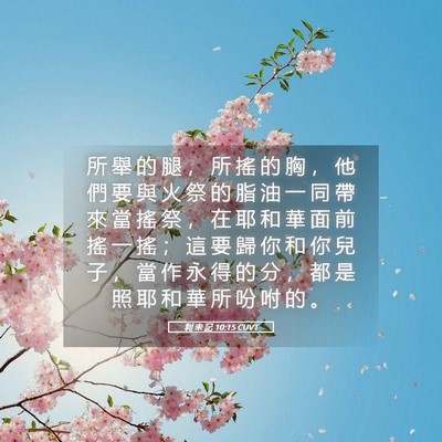 Picture 05 - 利 未 記 10:15 CUVT - 所 舉 的 腿 ， 所 搖 的 胸 ， 他 們 - Bible Verse Picture