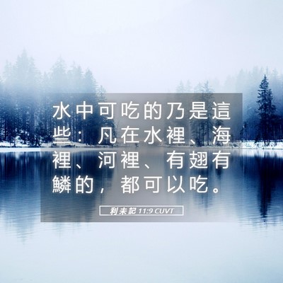 Picture 05 - 利 未 記 11:9 CUVT - 水 中 可 吃 的 乃 是 這 些 ： 凡 在 - Bible Verse Picture