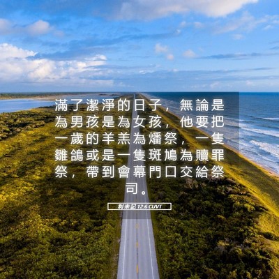 Picture 05 - 利 未 記 12:6 CUVT - 滿 了 潔 淨 的 日 子 ， 無 論 是 為 - Bible Verse Picture
