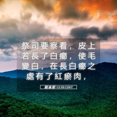 Picture 05 - 利 未 記 13:10 CUVT - 祭 司 要 察 看 ， 皮 上 若 長 了 白 - Bible Verse Picture