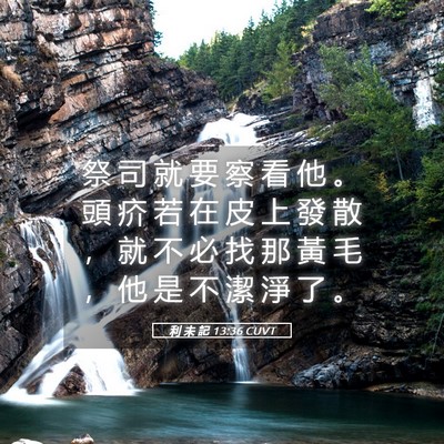 Picture 05 - 利 未 記 13:36 CUVT - 祭 司 就 要 察 看 他 。 頭 疥 若 在 - Bible Verse Picture