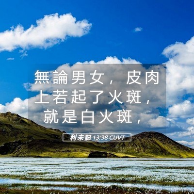 Picture 05 - 利 未 記 13:38 CUVT - 無 論 男 女 ， 皮 肉 上 若 起 了 火 - Bible Verse Picture