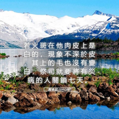 Picture 05 - 利 未 記 13:4 CUVT - 若 火 斑 在 他 肉 皮 上 是 白 的 ， - Bible Verse Picture