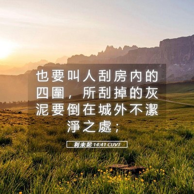 Picture 05 - 利 未 記 14:41 CUVT - 也 要 叫 人 刮 房 內 的 四 圍 ， 所 - Bible Verse Picture