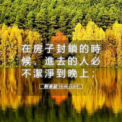 Picture 05 - 利 未 記 14:46 CUVT - 在 房 子 封 鎖 的 時 候 ， 進 去 的 - Bible Verse Picture