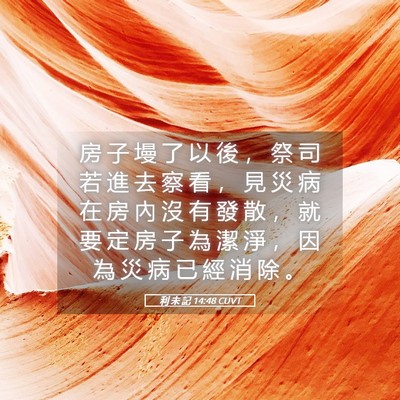 Picture 05 - 利 未 記 14:48 CUVT - 房 子 墁 了 以 後 ， 祭 司 若 進 去 - Bible Verse Picture