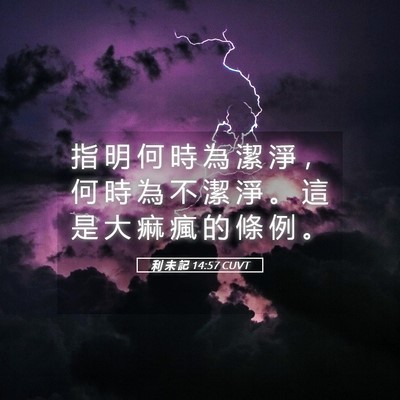 Picture 05 - 利 未 記 14:57 CUVT - 指 明 何 時 為 潔 淨 ， 何 時 為 不 - Bible Verse Picture